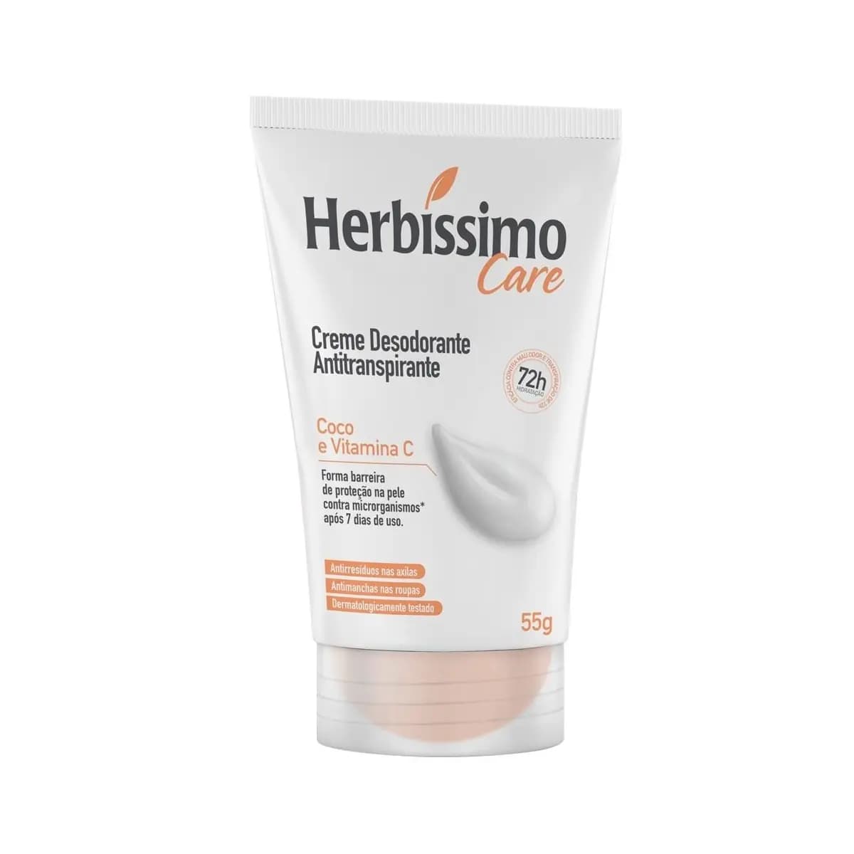 Creme Desodorante Antitranspirante Herbíssimo Bisnaga Care Coco E Vitamina C 55g