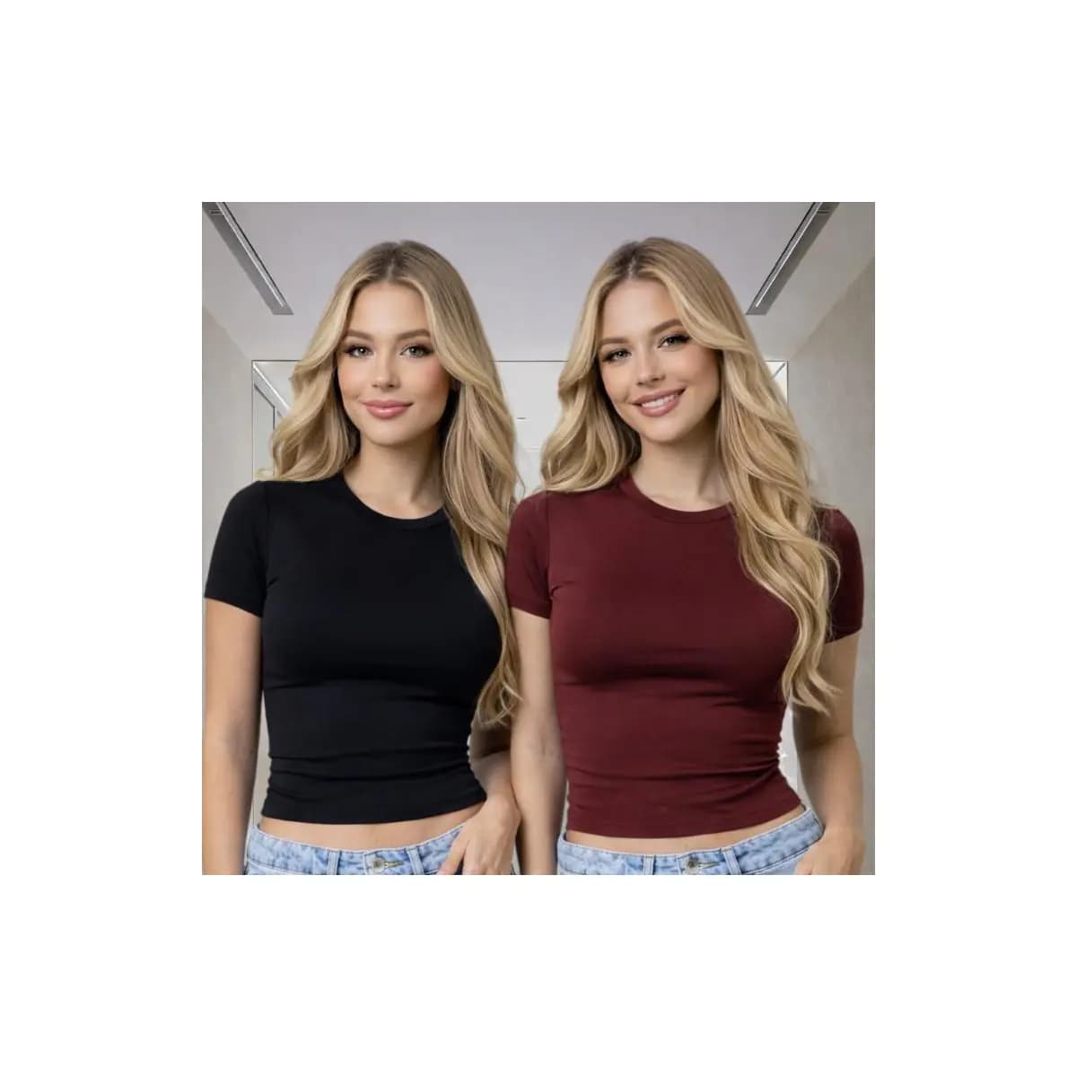 Baby Tee Feminina Blusa Slim Fit Manga Curta Blusa de Compressão Ajuste Perfeito