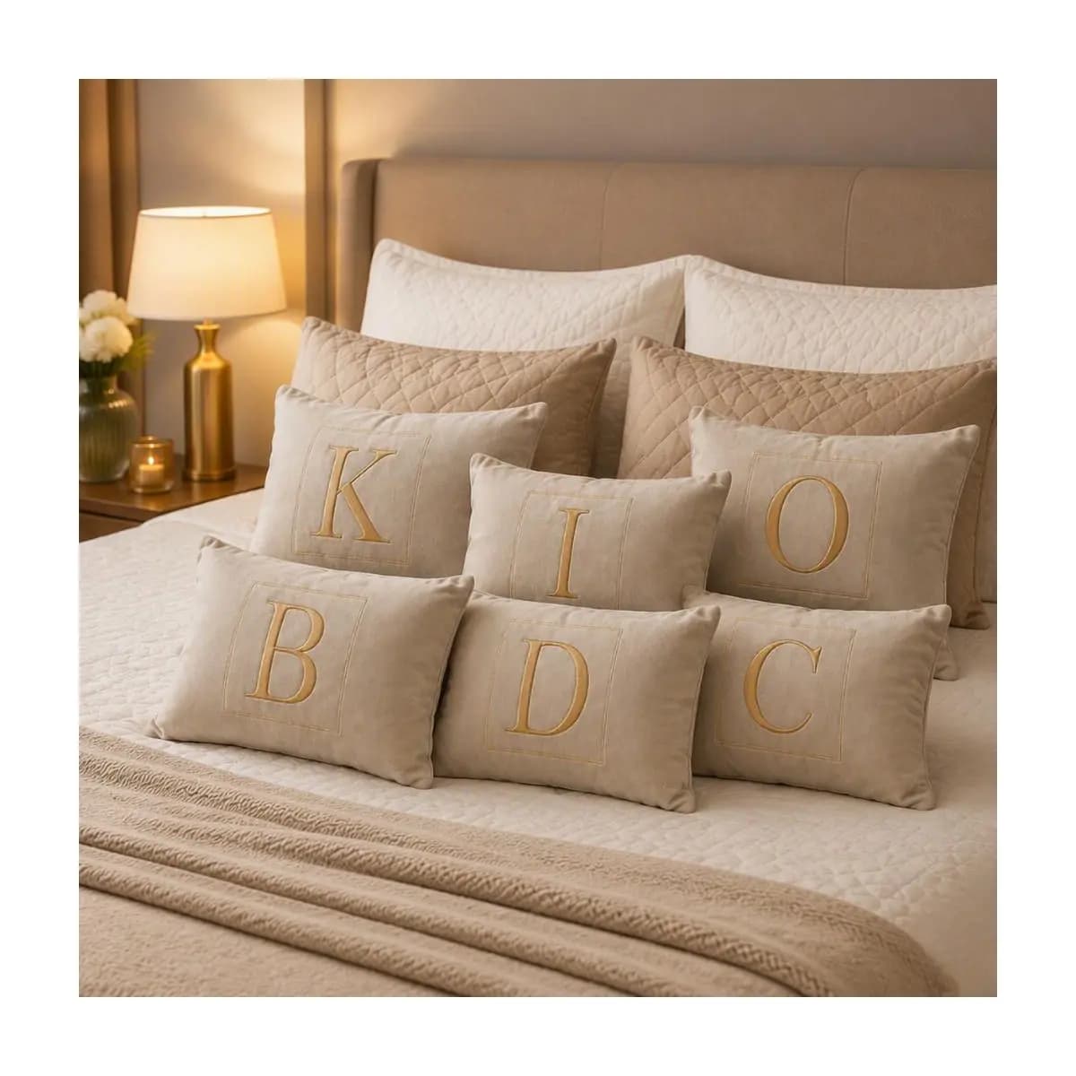 Almofada Personalizada Inicial Bordada Baguete Decorativa 30x50
