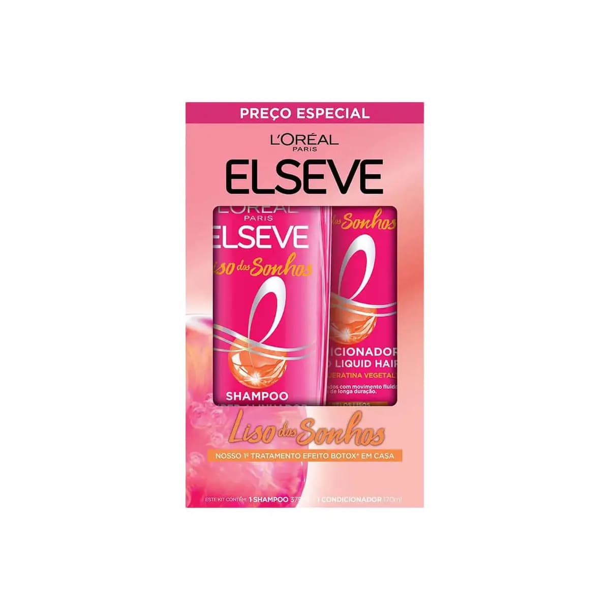 Kit Elseve Liso dos Sonhos Shampoo 375ml + Condicionador 170ml