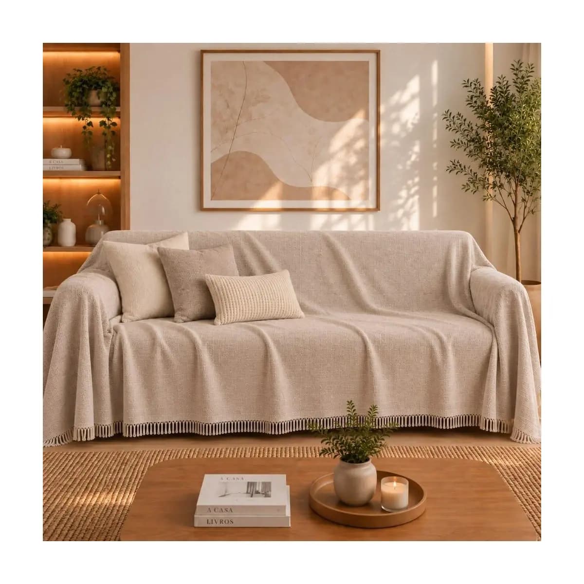 Manta Para Sofá Gigante 400x180cm Tipo Capa Protetora de Sofá Luxo Super King 4 Lugares Algodão Decorativa Promocao