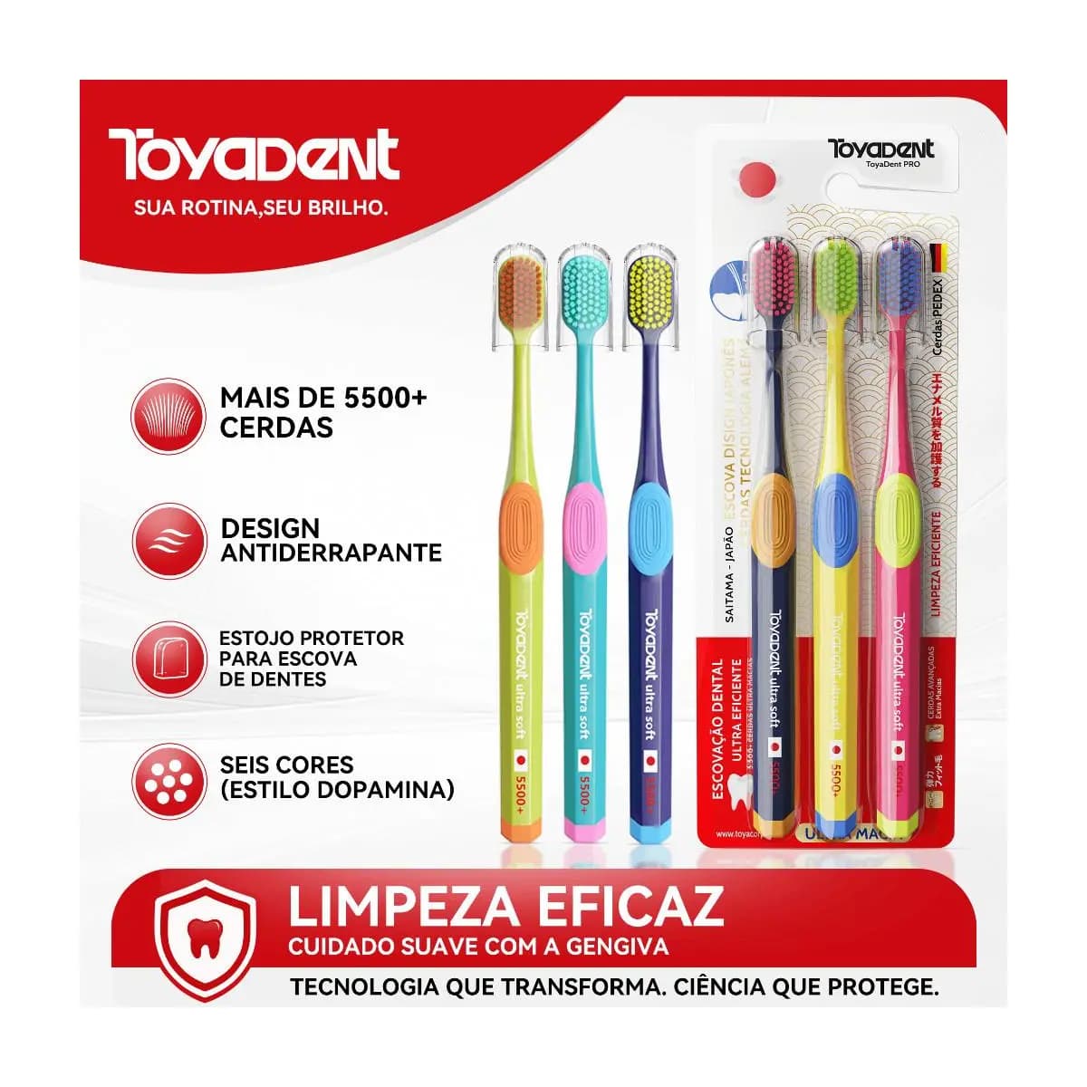 TOYADENT PRO Escova de Dental Com Cerdas Premium Alemãs da Pedex +Capa Protetora