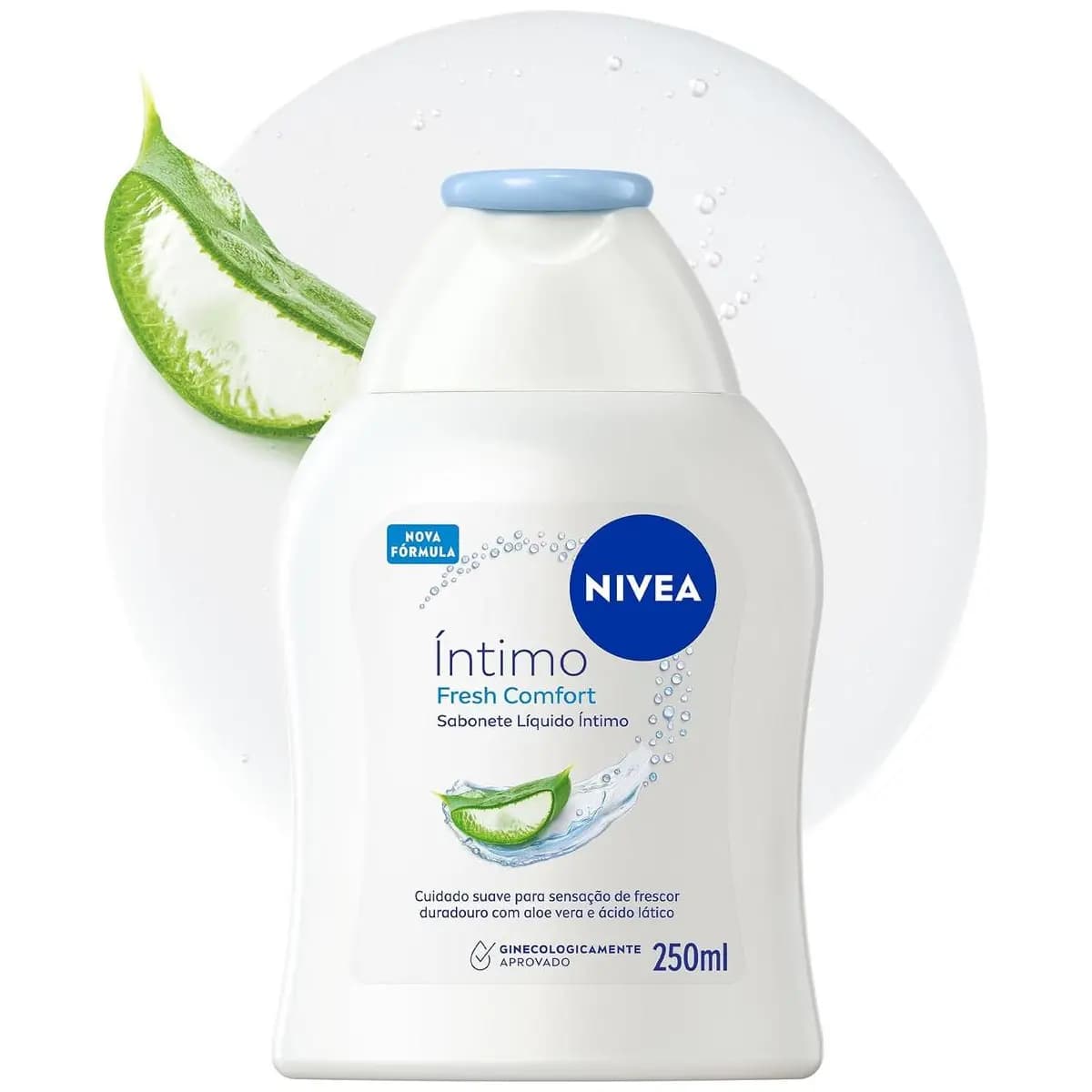 NIVEA Sabonete Líquido Íntimo Fresh Comfort 250ml, Limpeza Suave, Mantém pH Natural, Aloe Vera, Cuidado Refrescante, Uso Diário