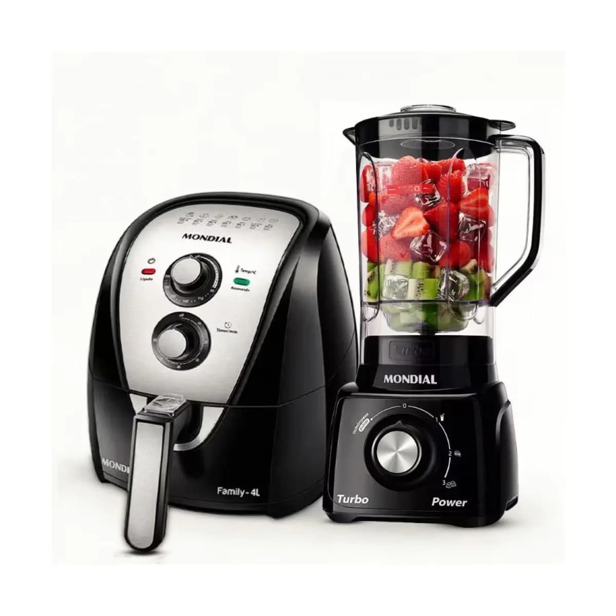 Fritadeira Elétrica Sem Óleo Air Fryer AFN40BI 4L + Liquidificador Turbo Power L-99 FB 500W Mondial