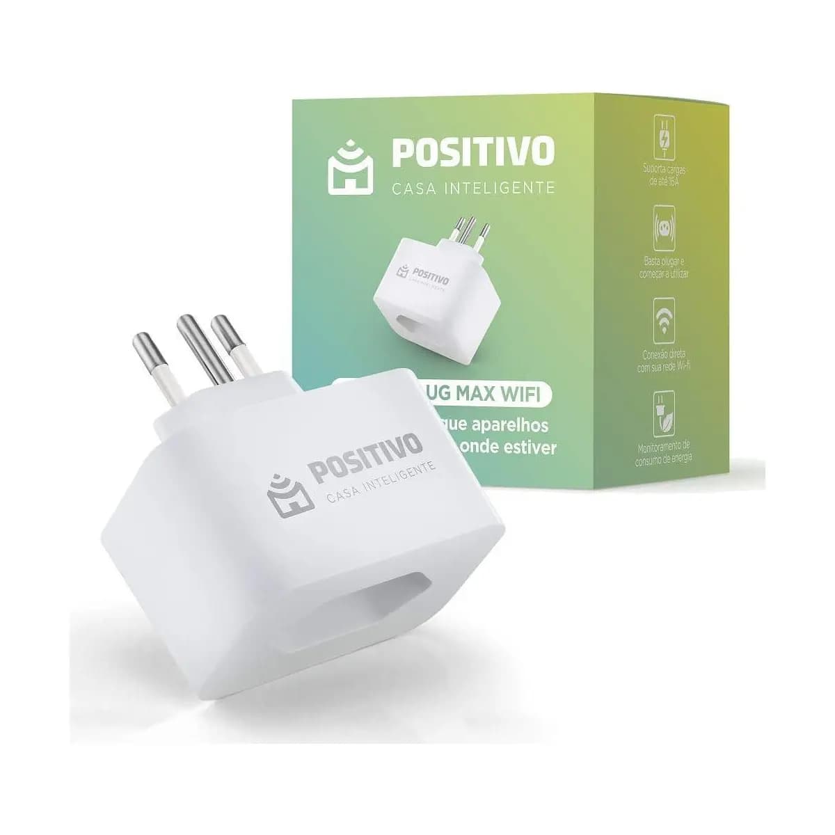 Smart Plug Max Wi-Fi Positivo Casa Inteligente, 16A, NBR 14136, Configuração Rápida, 1600W Bivolt – Compatível com Alexa