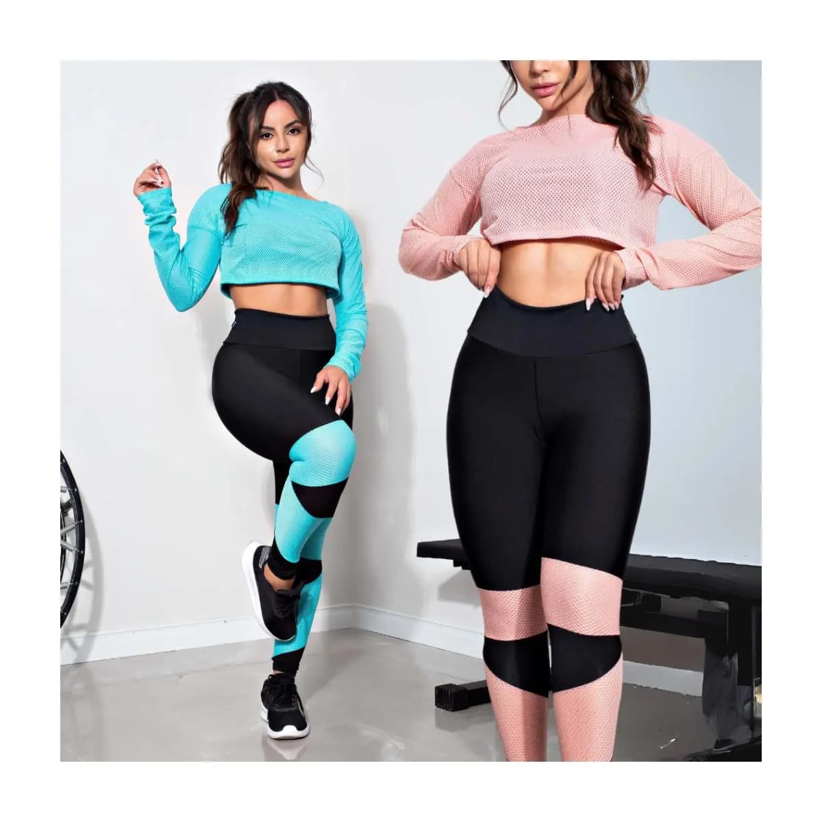Conjunto Calça Legging E Cropped Top Dry Não Fica Transparente Moda Fitness