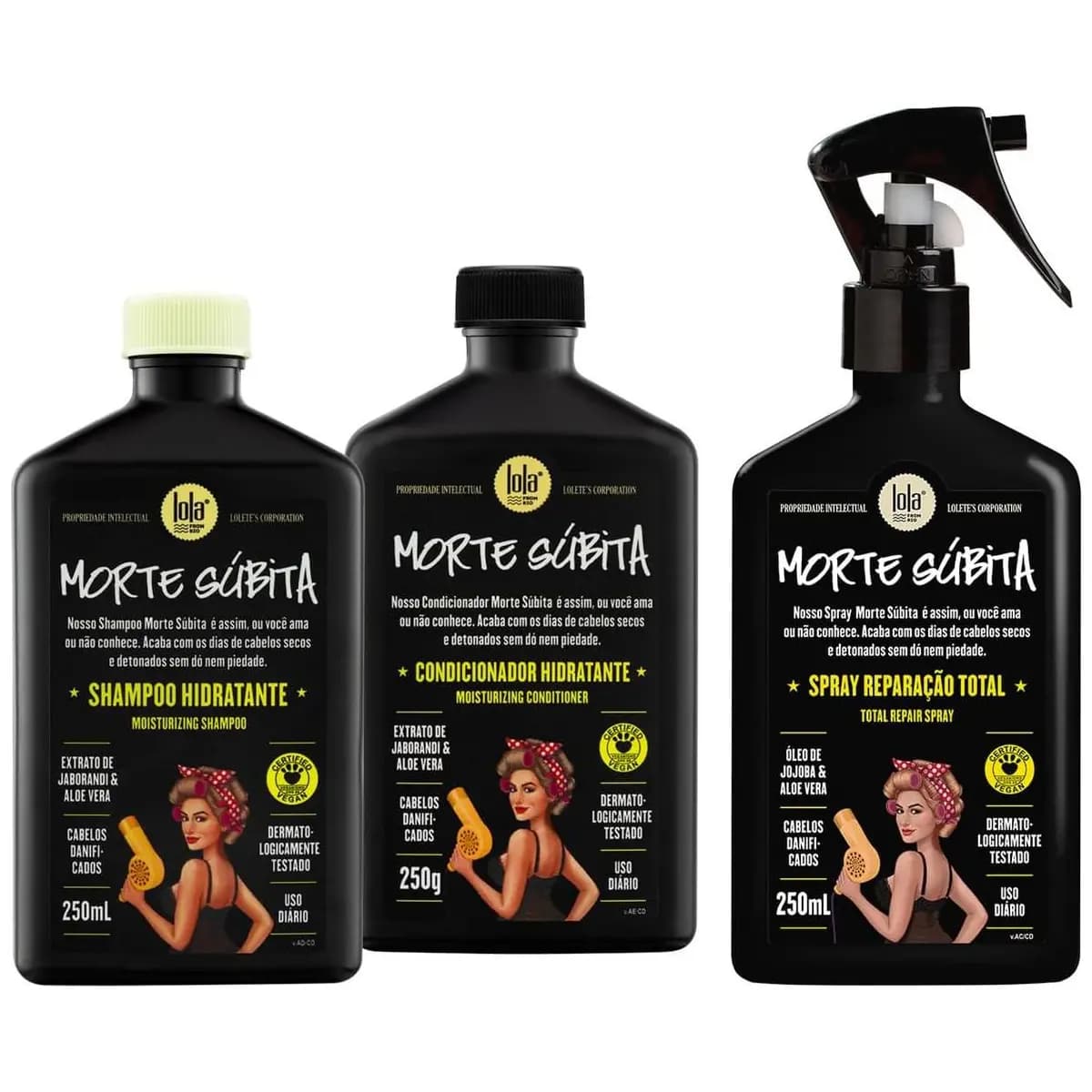 Kit Morte Súbita (Shampoo + Condicionador + Spray Reparaçao) - Lola From Rio