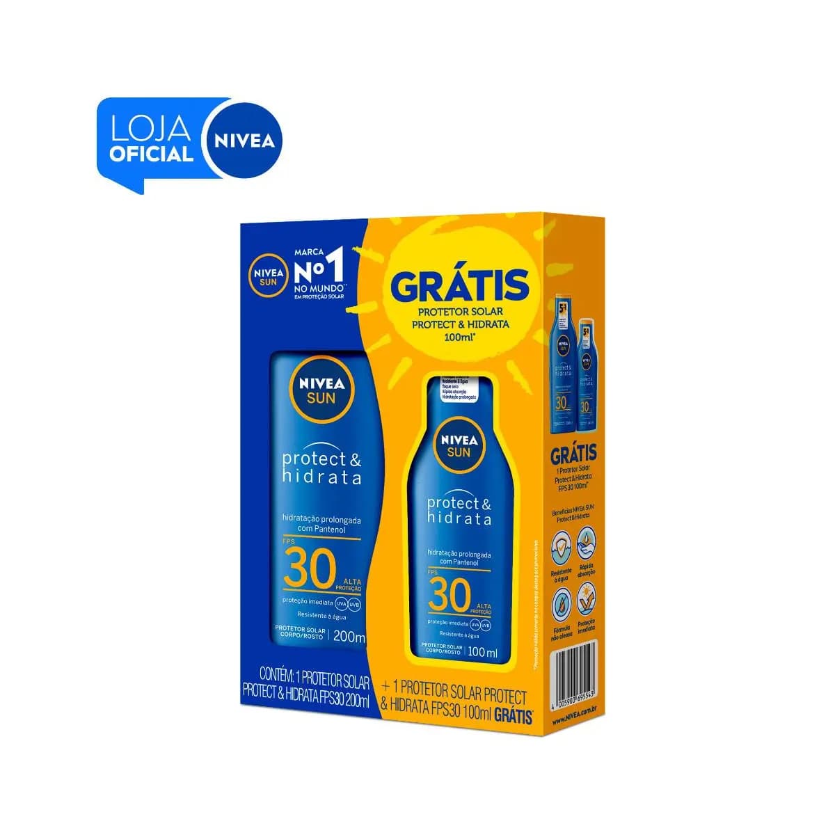 KIT NIVEA Protetor Solar Fps30 200ml + Protetor Fps30 100ml