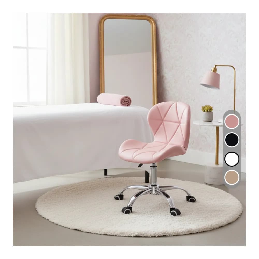 Cadeira Eiffel Slim Giratória com Estofado Penteadeira Base Cromada