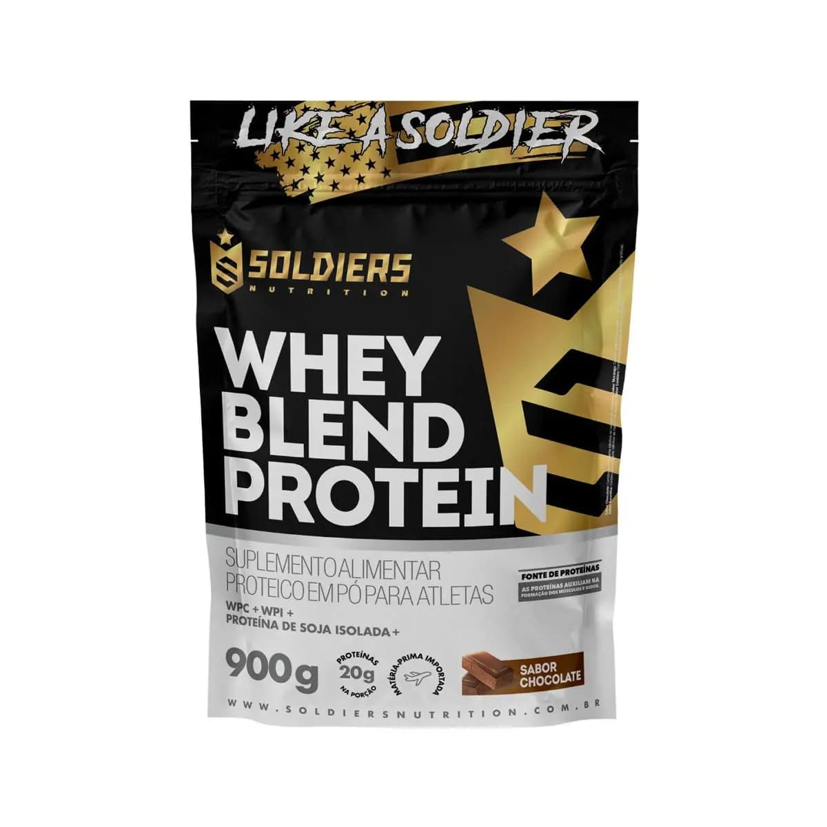 Whey Blend Protein Concentrado e Isolado 900g Soldiers Nutrition Suplemento Proteína Muscular Recuperação