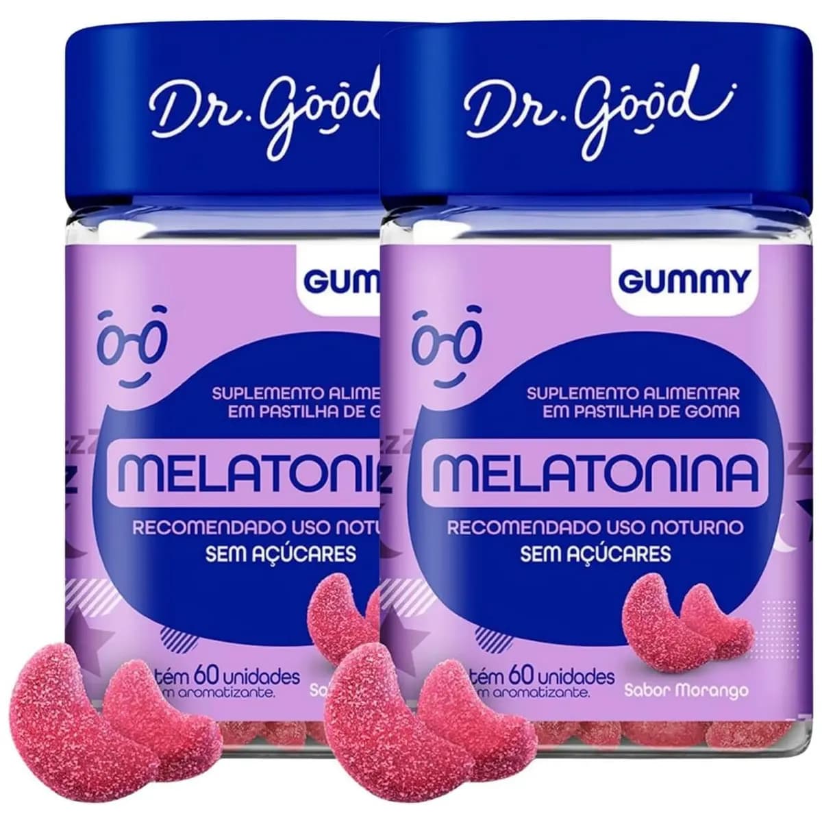 Kit 2x Melatonina Sabor Morango 2x60 Gomas Fini Dr Good