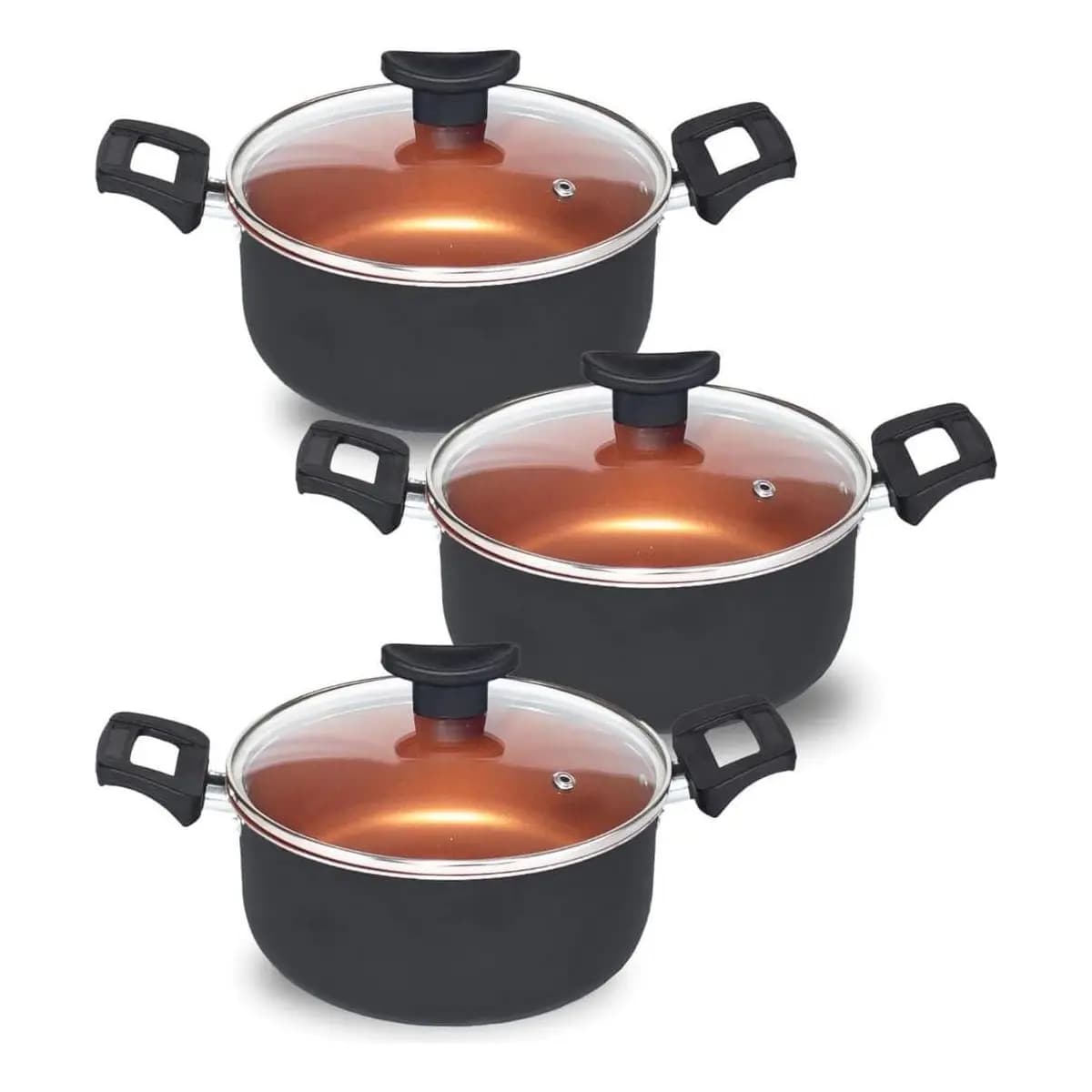 Conjunto 2 Panelas Caçarola Teflon Pequena Antiaderente 5 Camadas (Cobre)