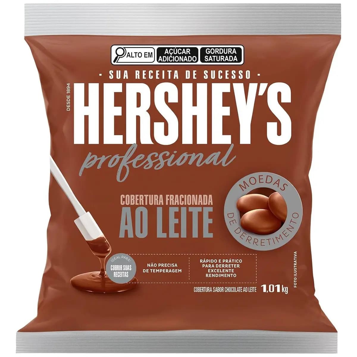 Hershey’s Cobertura Fracionada Chocolate Ao Leite Professional 1,01Kg