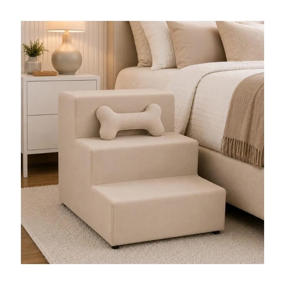 ENVIO IMEDIATO - 🐈 Escada🐕 , escadinha Pet para se caozinho estofada 3 Degraus + BRINDE - CONFORTO E SEGURANÇA PARA SEU