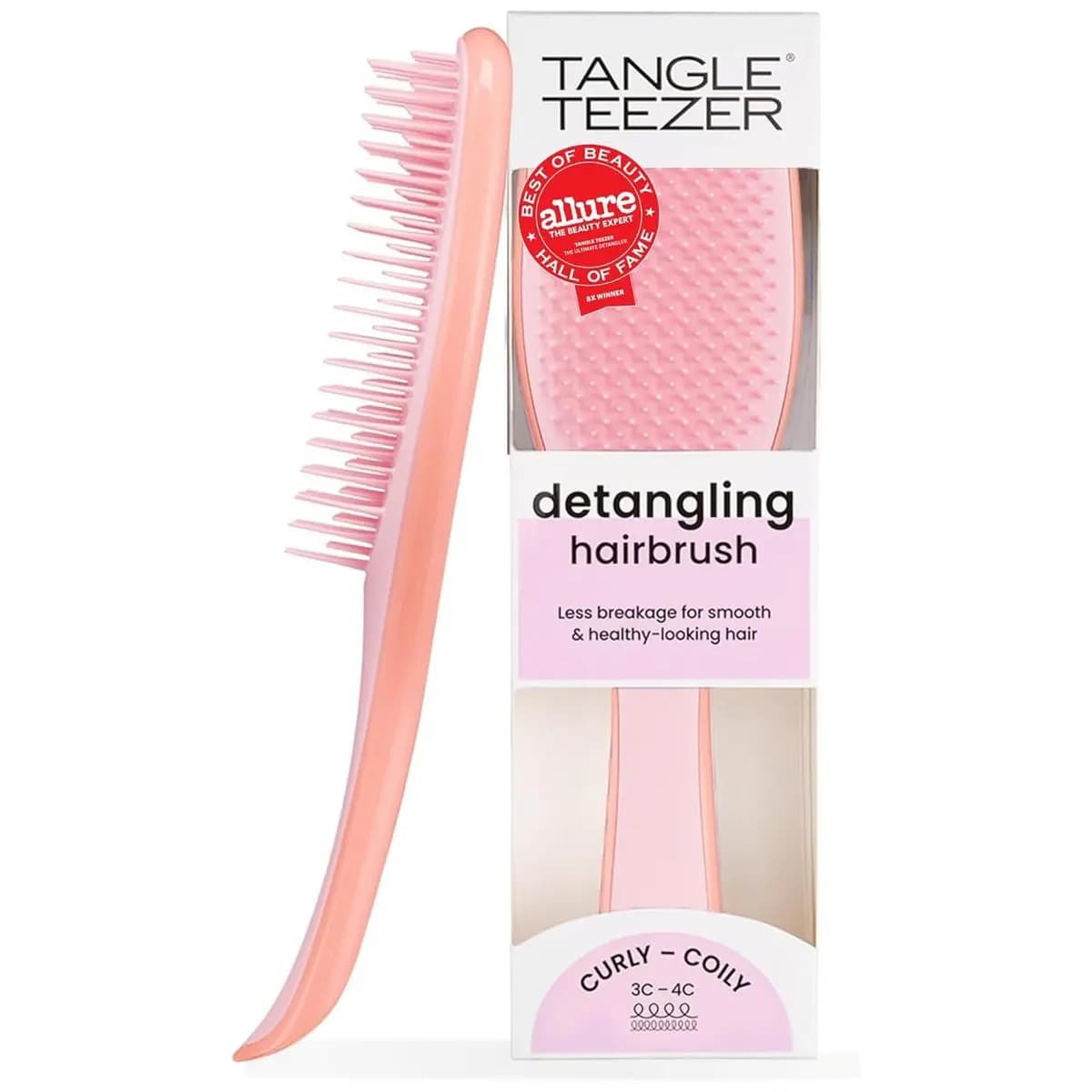 Tangle Teezer - Escova de cabelo desembaraçadora The Wet Detangler para texturas grossas a crespas. Ideal para o uso em fios úmidos Cor: Mango Pink