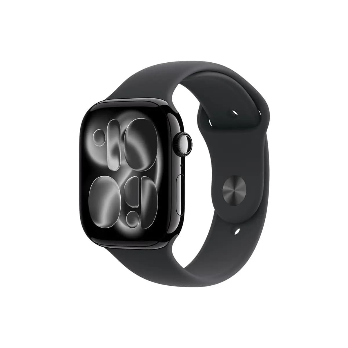 Apple Watch Series 11 GPS, Caixa em alumínio preto brilhante de 46 mm com Bracelete desportiva preta - M/G