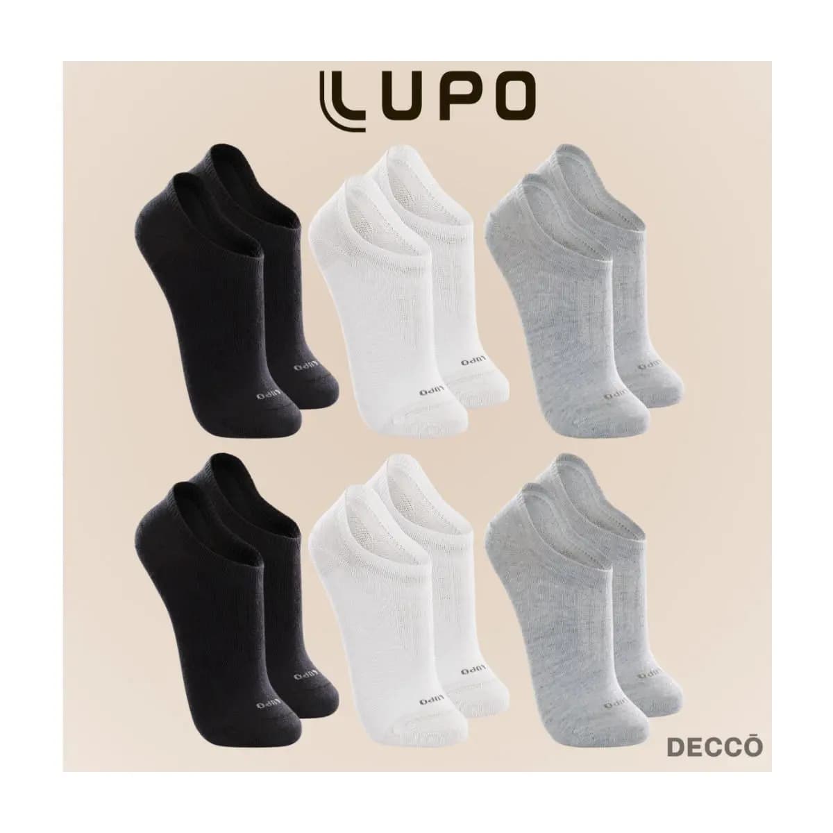 Kit De 6 Pares Meias Cano Invisível Lupo Sport Algodão Soquete Sapatilha Unissex