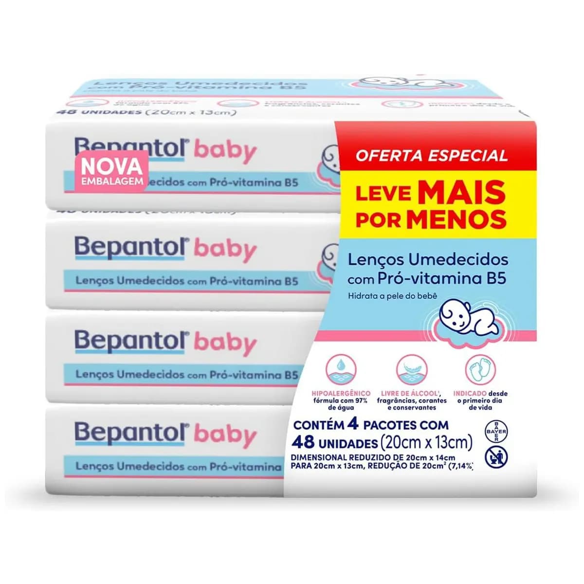 Bepantol Baby Lenço Umedecido Hipoalergênico, 192 Unidades