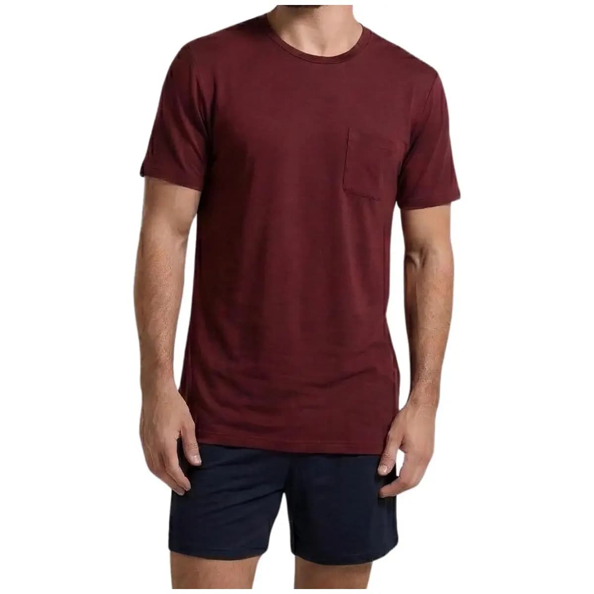 Pijama Masculino Adulto Camiseta e Short Verão Duomo Toque Macio Confortável