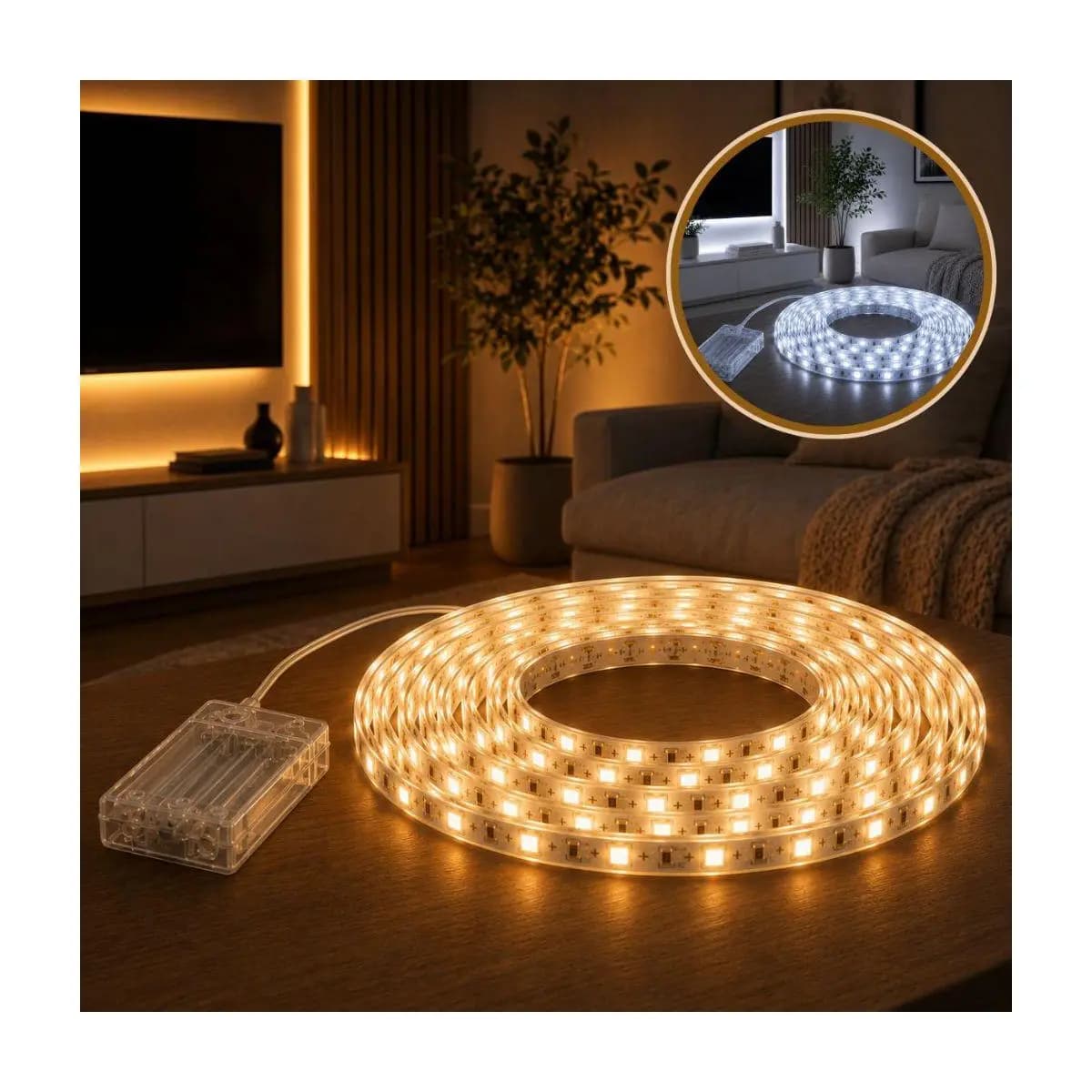 Fita De Led Fio Led De Pilha Autocolante 2m 120 LEDs Cordão Mangueira Decoração Casa Tv Móvel