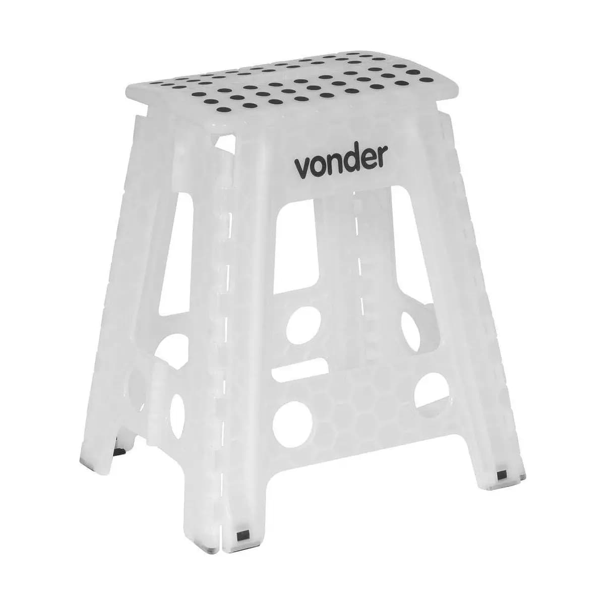 Banqueta Plástica Dobrável, Branca, Altura 450 Mm, Vonder