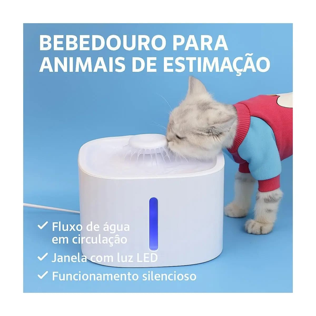 Bebedouro Fonte de Água Automático com Filtro para Gatos e Cachorros 3L