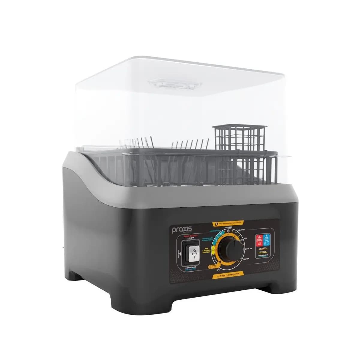 Lava-louças portátil semiautomática 8 programas 3L preta LLP04-2.0 Praxis