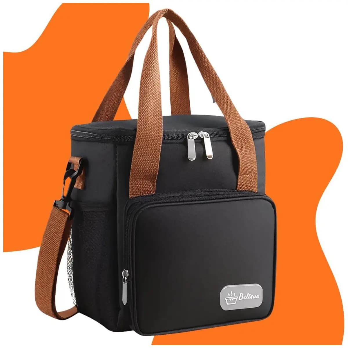 Bolsa Térmica Para Marmita Lancheira Escolar Trabalho Academia Fitness Masculina Feminina Com Alça Ajustável 12L (Preto)