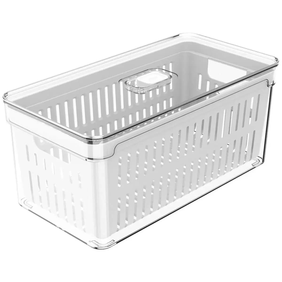 Ou Organizador de Geladeira com Cesto 5L Natural Linha Clear Fresh
