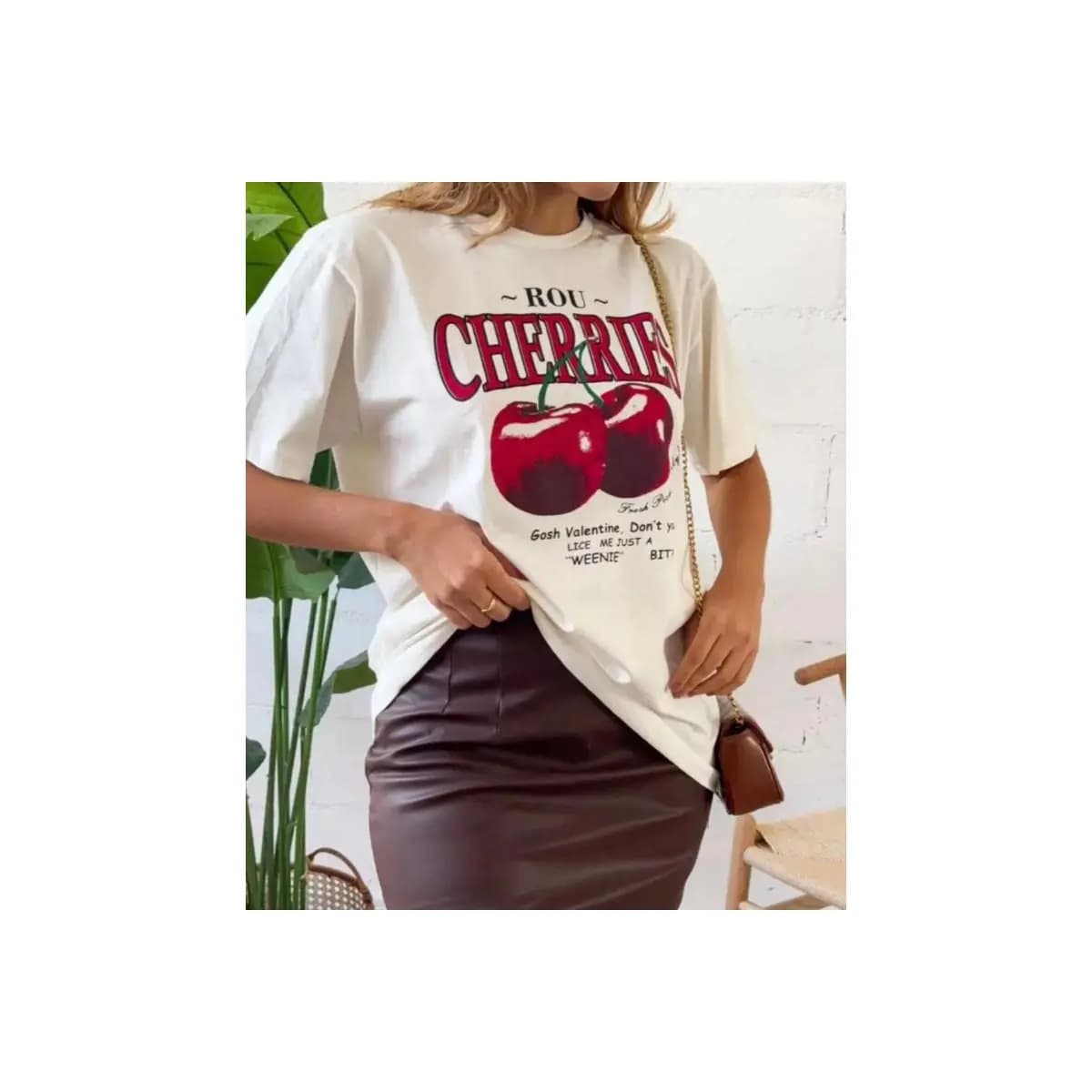 Tshirt Feminina Tendencia Moda Blogueira Camiseta Feminina Cereja Camisa Cereja