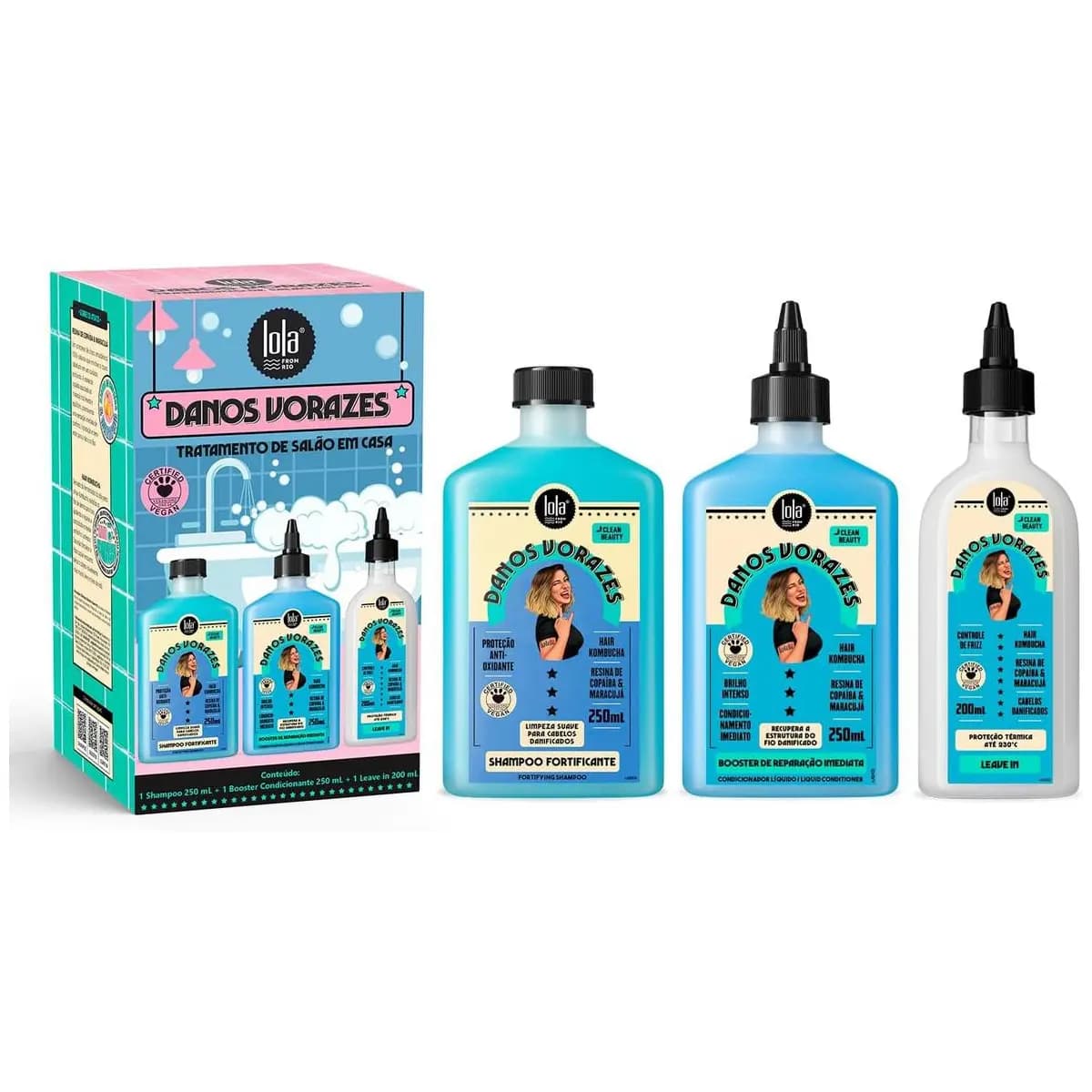 Kit Danos Vorazes (Shampoo + Condicionador + Leave in) - Lola From Rio
