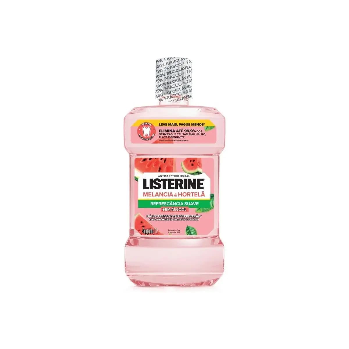 Enxaguante Bucal de Melancia e Hortelã Listerine, Antibacteriano, 1L