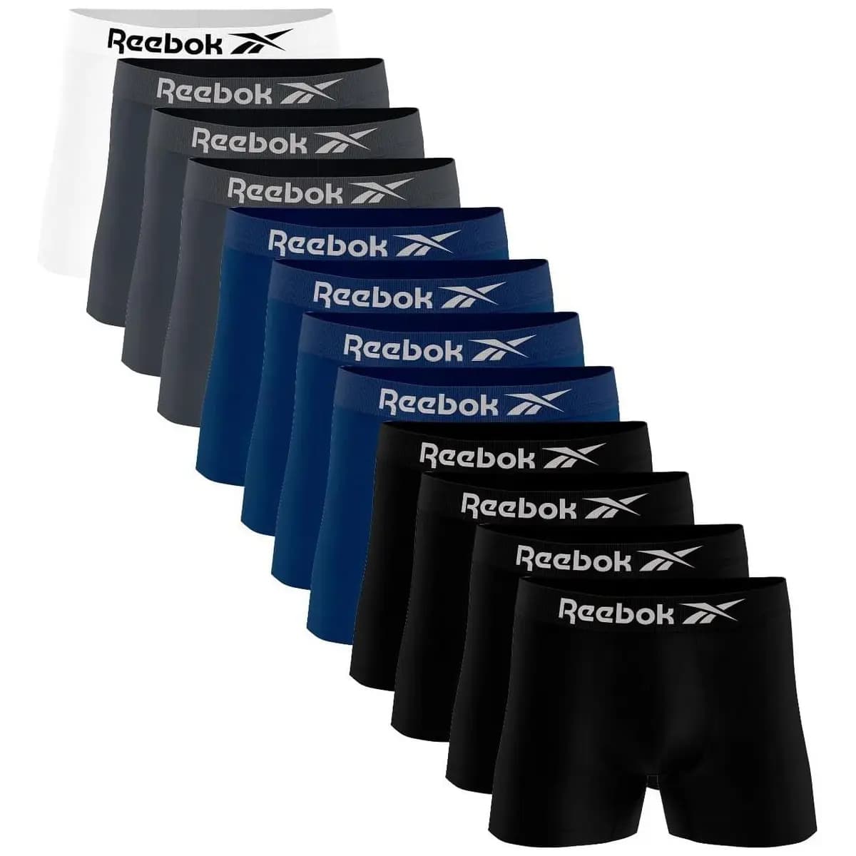 Kit 12 Cuecas Boxer Reebok Masculinas Microfibra Adulto Box Sem Costura