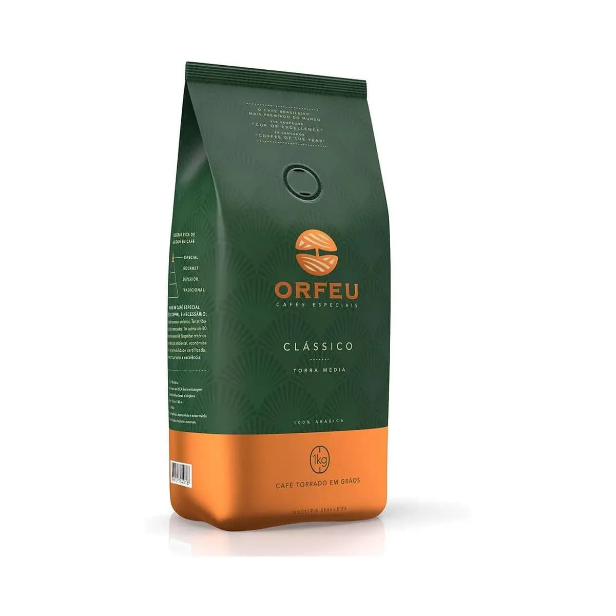 Orfeu Café Clássico em Grãos, 100% Arabica, Torra Média, 1kg