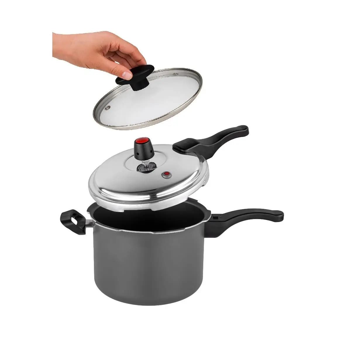 Panela De Pressao 4,5 litros Antiaderente Kit Convencional Tampa Vidro