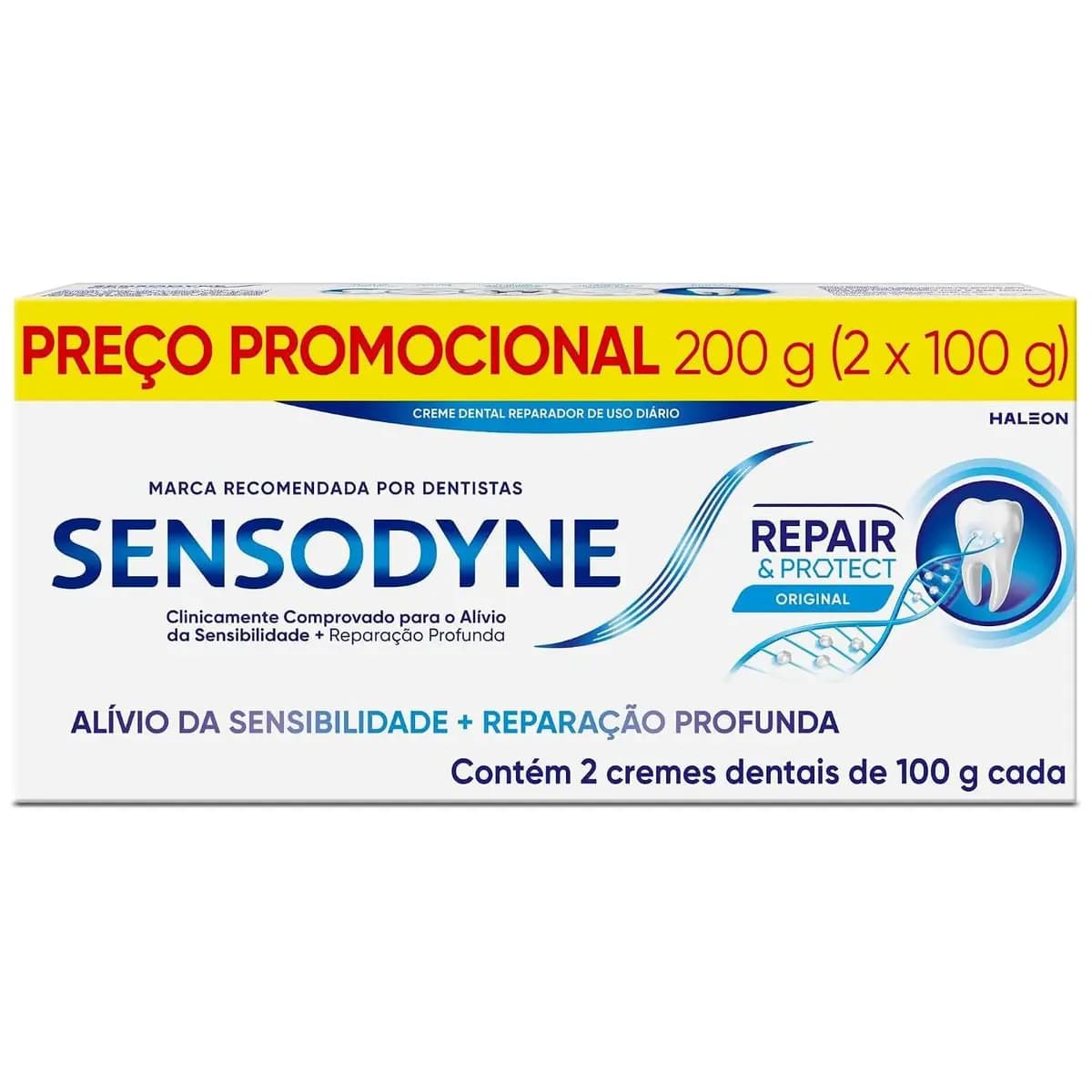 Sensodyne Creme Dental para Sensibilidade Repair e Protect com Flúor, Alívio da Sensibilidade, 2 unidades, 100g cada