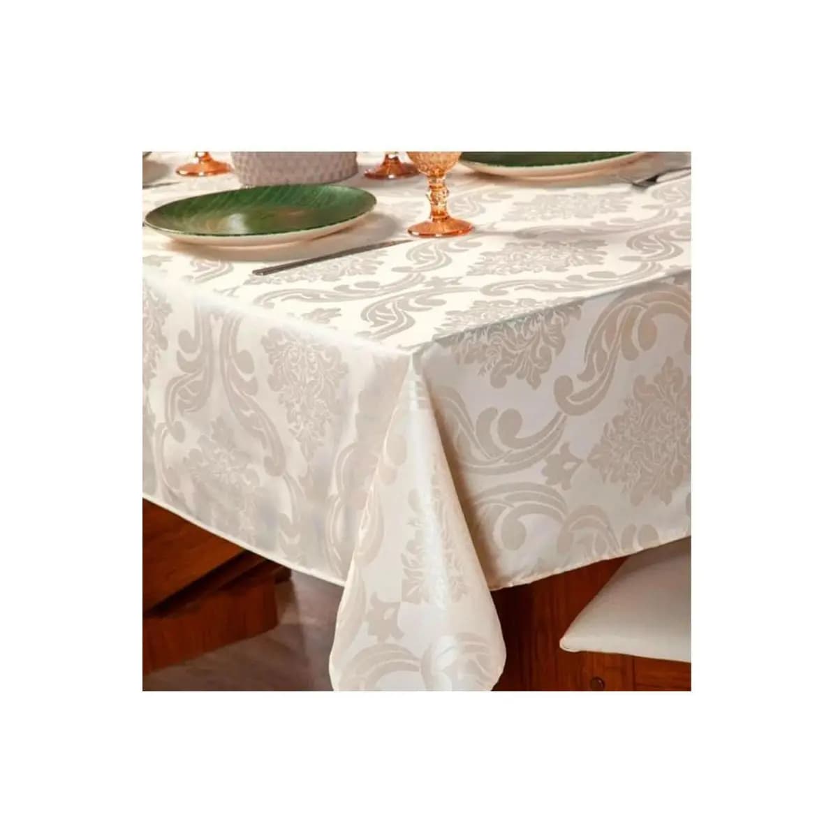 Toalha de Mesa Luxo Quadrada para 4 Lugares Jacquard Original Tecido Grosso