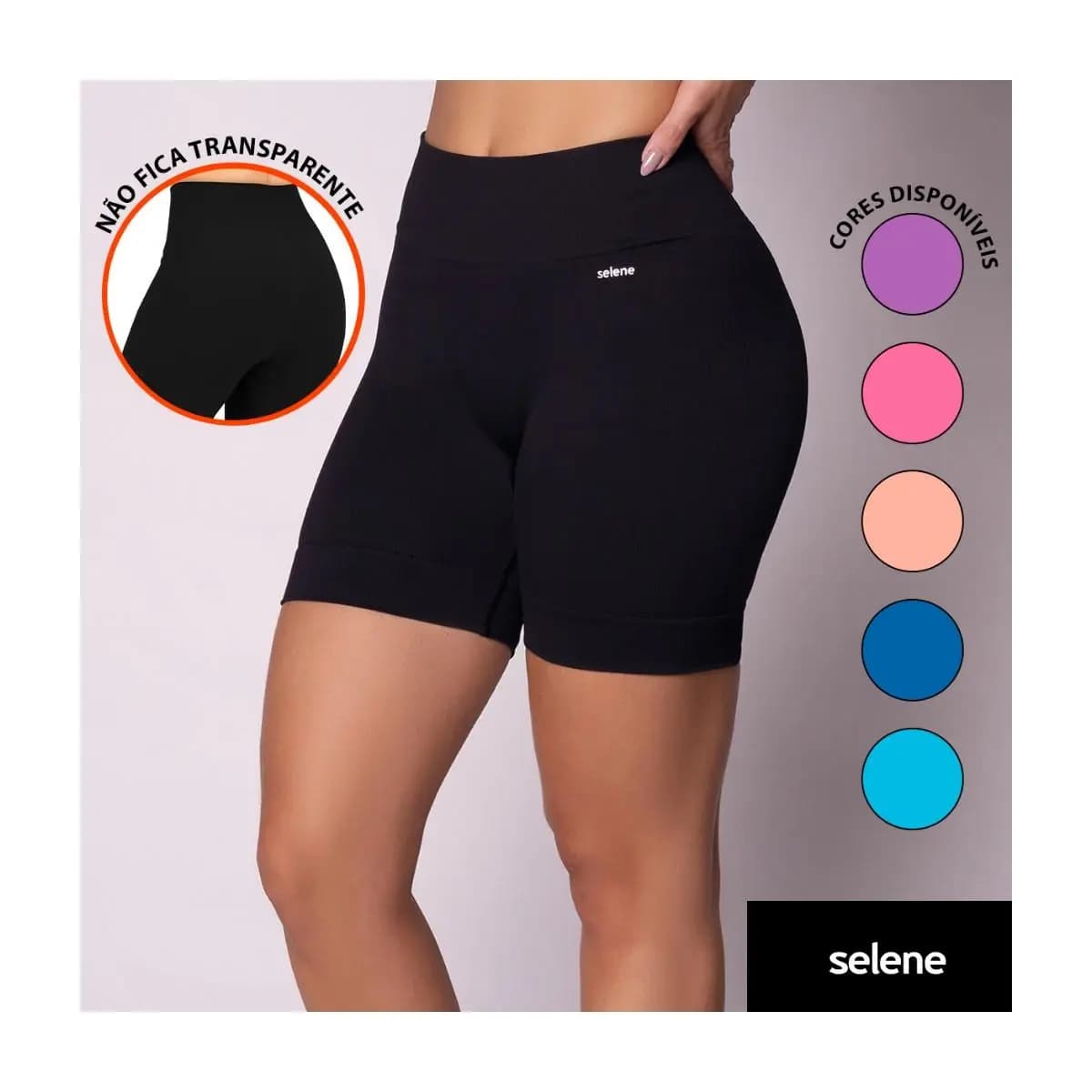 Short Legging Selene Poliamida Academia Sem Costura Resistente Sem Transparência Bermuda Fitness