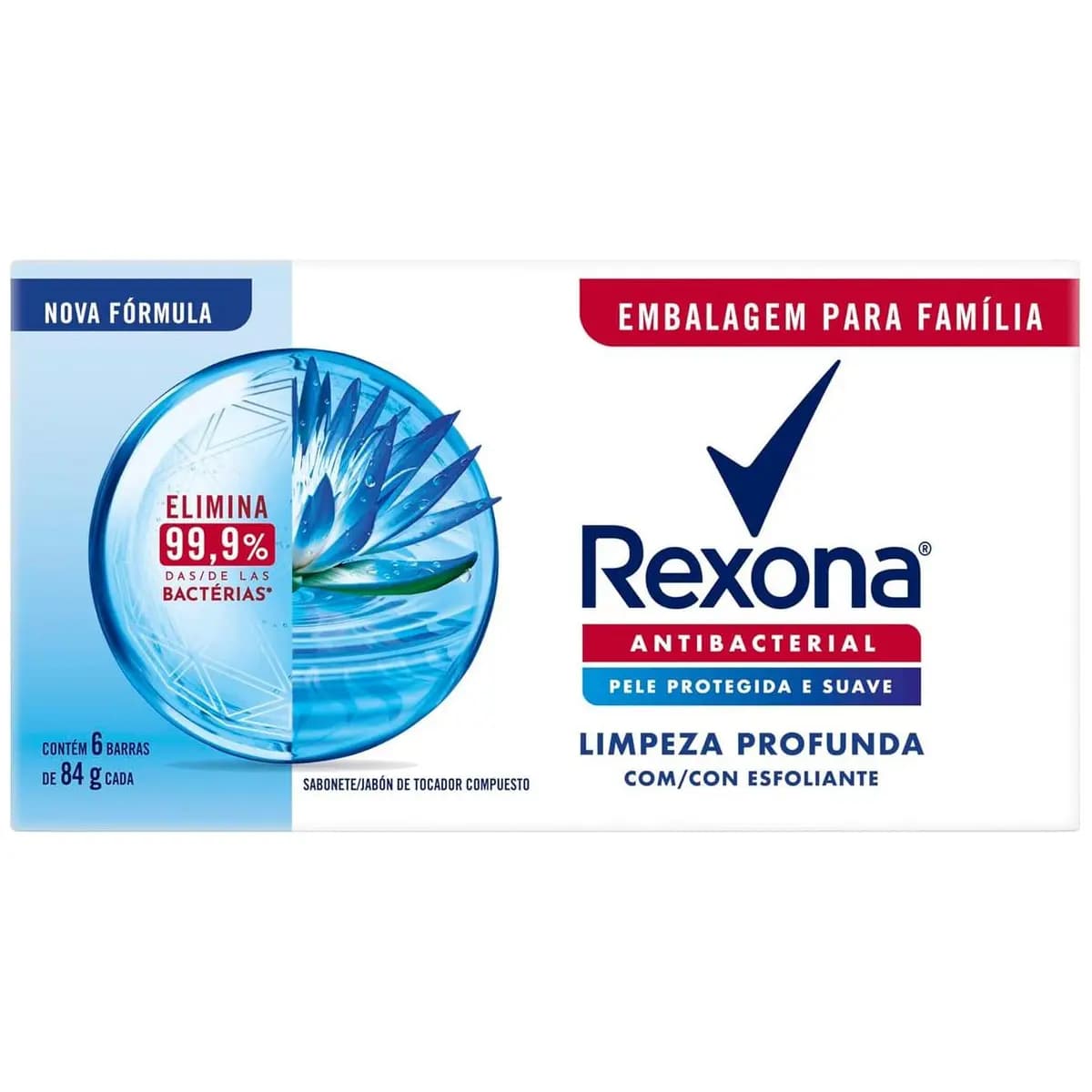 Rexona Pack Sabonete Em Barra Antibacterial Limpeza Profunda Envoltório 6 Unidades De 84G Cada Leve Mais Pague Menos