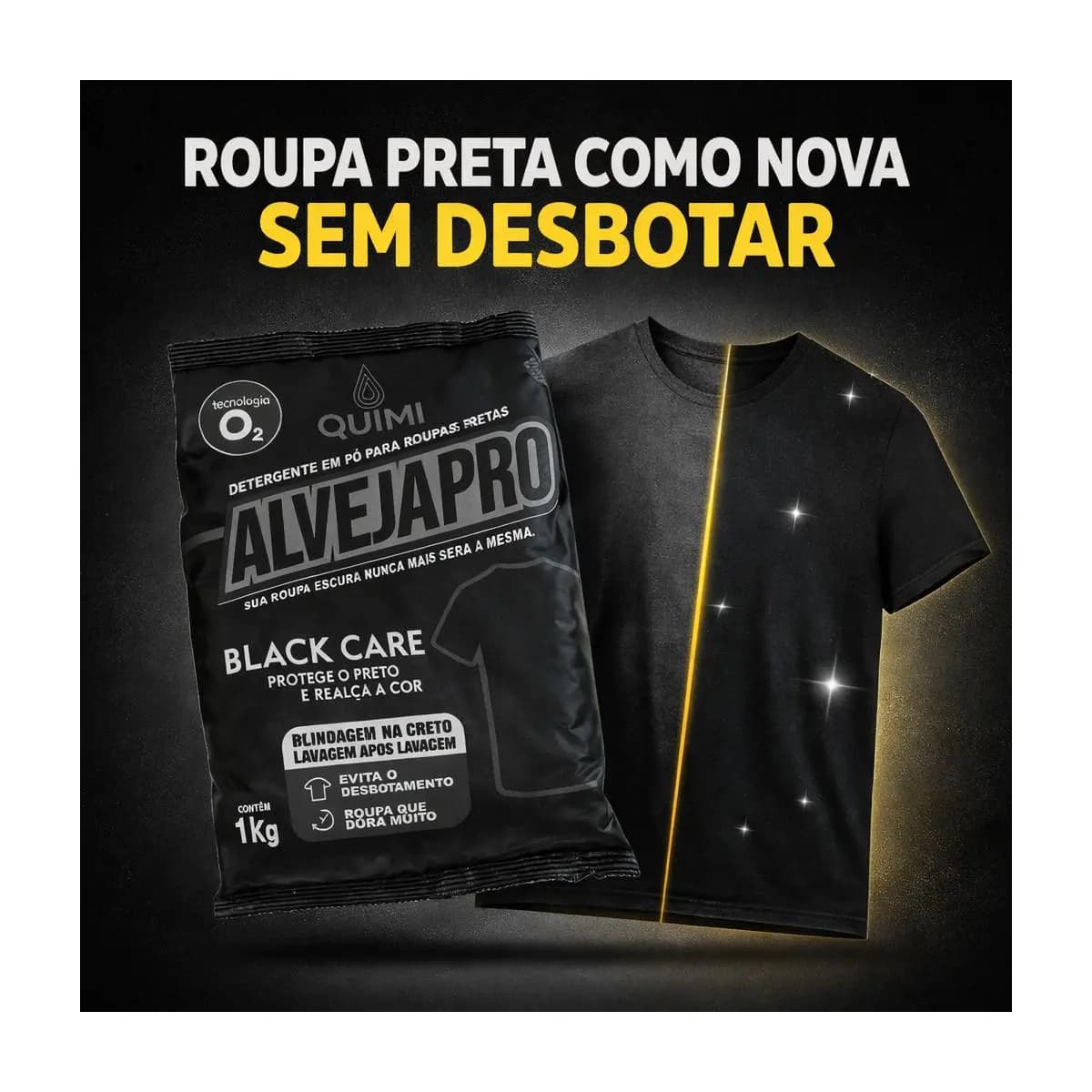Detergente Roupa Preta Protege O Preto | Realça A Cor | Evita Desbotamento 1kg AlvejaPro Oficial