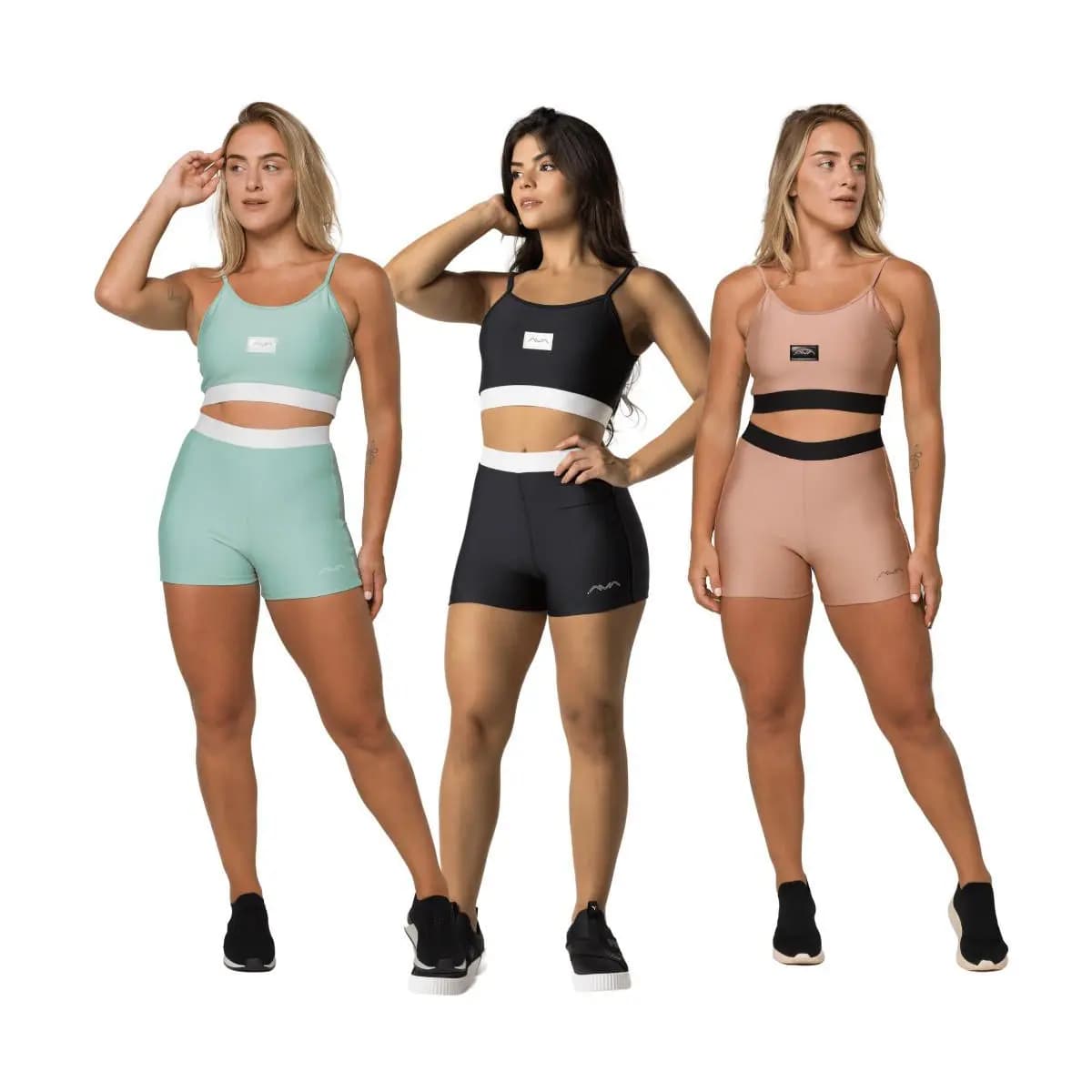 Conjunto Feminino Academia Suplex Poliamida Top e Short Com Elástico No Cós AVA Fitness