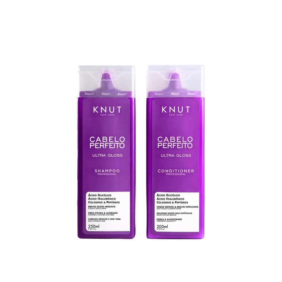 Kit KNUT Cabelo Perfeito ULTRA GLOSS: Shampoo 250ml + Condicionador 200ml
