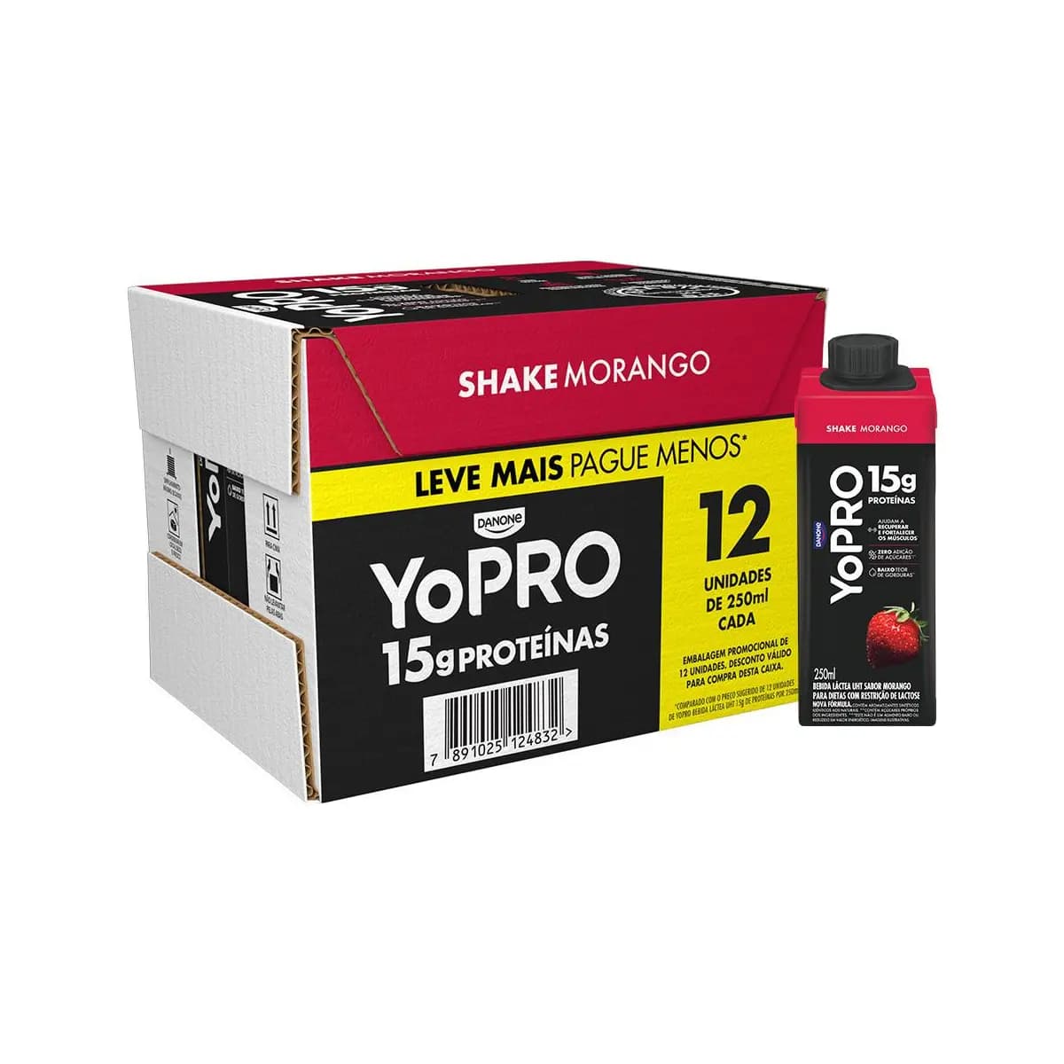 YoPRO Bebida Láctea UHT Morango 15g de proteínas 250ml12un