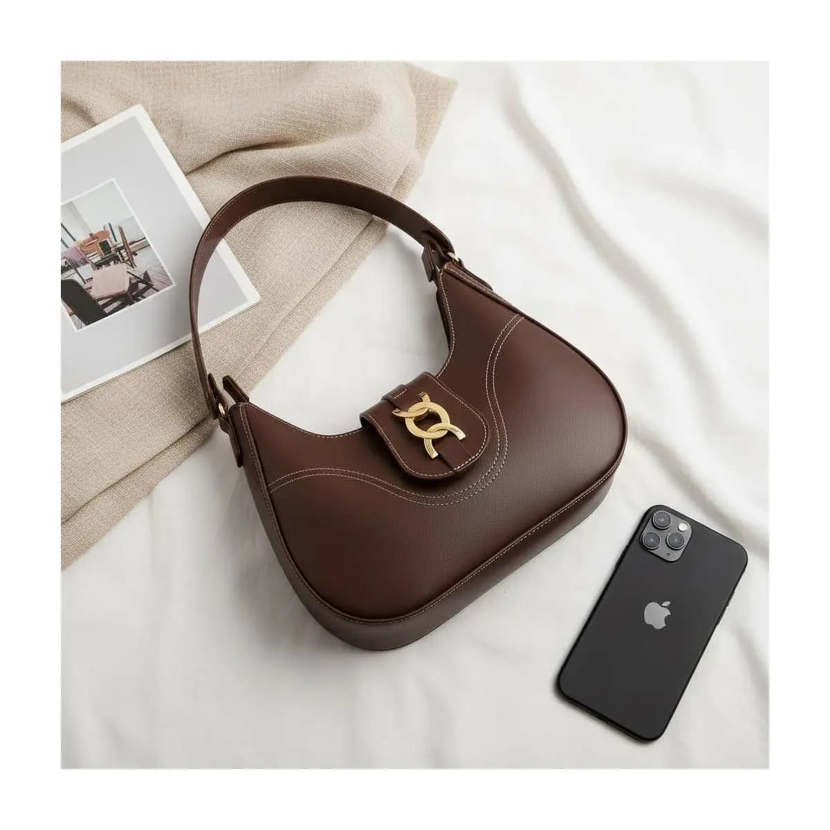 Bolsa Feminina Baguete Média De Ombro Estilosa Casual