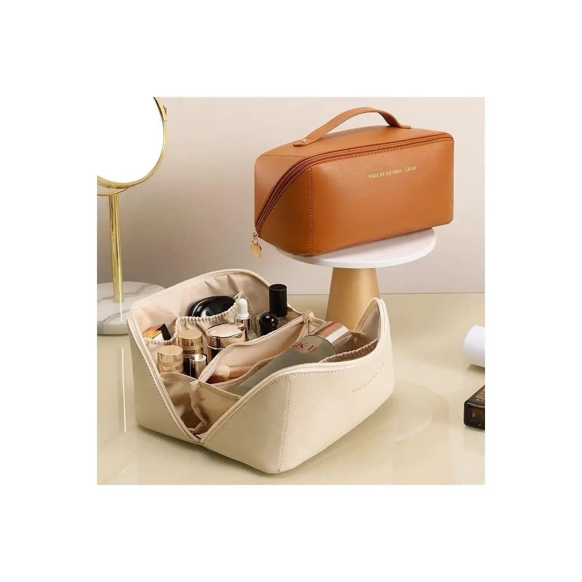 Necessaire Bolsa De Maquiagem Em Couro Armazenamento De Cosméticos Saco De Viagem Organizador De Bagagem De Beleza yobel