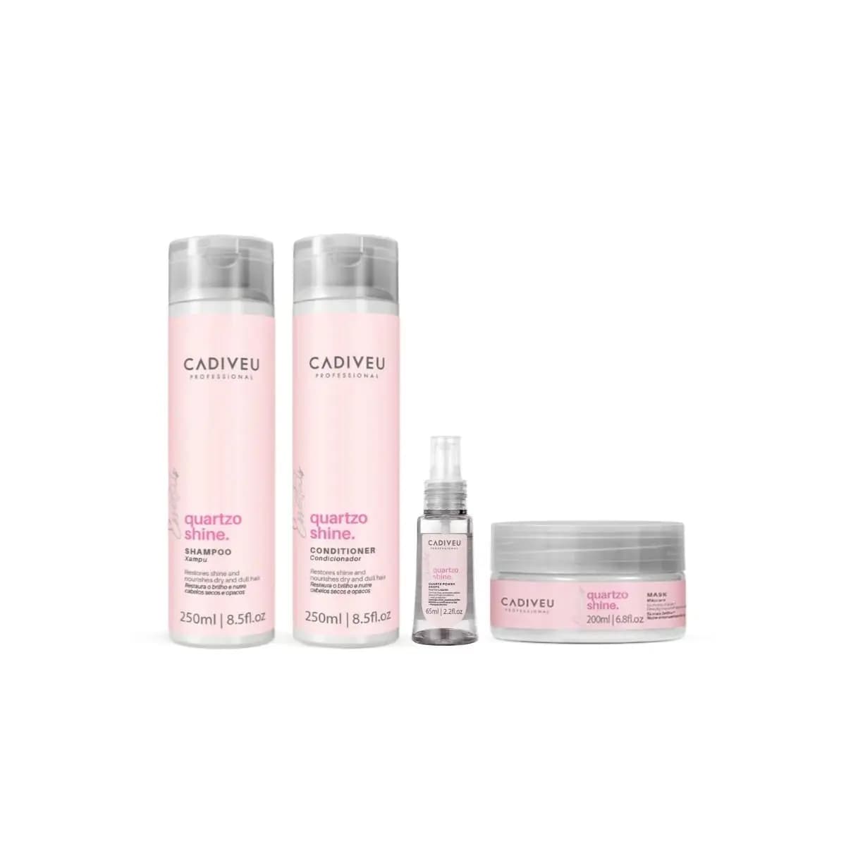 Cadiveu Kit Quartzo Shine Shampoo + Condicionador + Máscara e Óleo