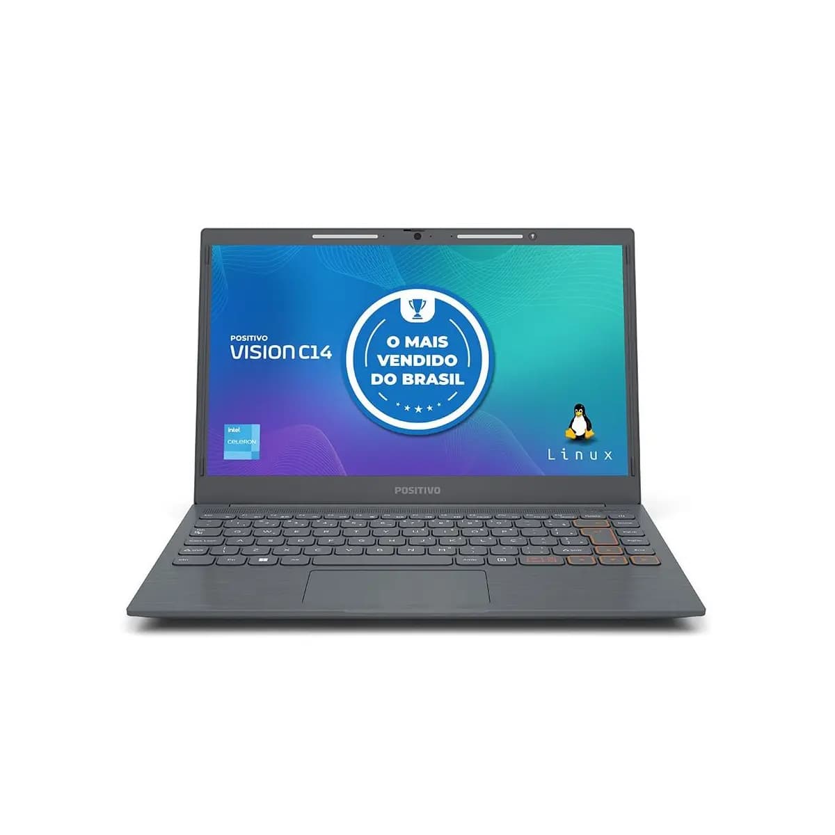 Notebook Positivo Vision C14 Intel® Celeron® Linux 4GB 128GB eMMC 14” HD Lumina BAR – Cinza