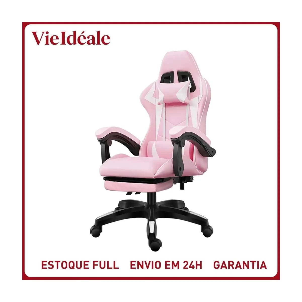 Cadeira Gamer Ergonômica Reclinável com Apoio de Pés Ajustável e Base Giratória – Máximo Conforto para Longas Sessões de