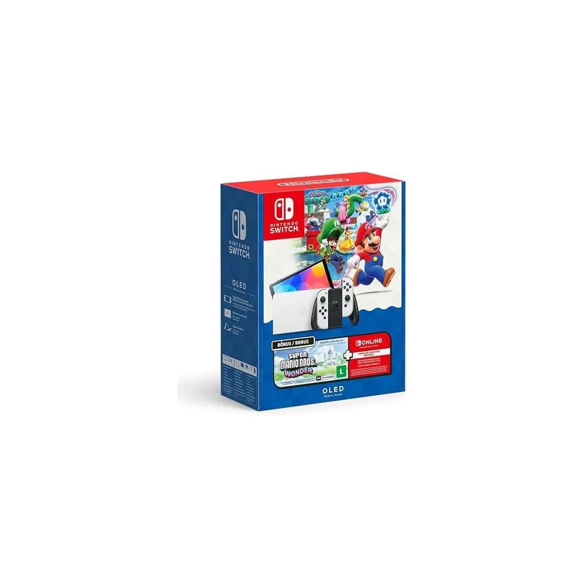 Console Nintendo Switch Oled Nintendo Bundle Super Mario Bros Wonder - 3 Meses Nintendo Switch Online 64gb Branco
