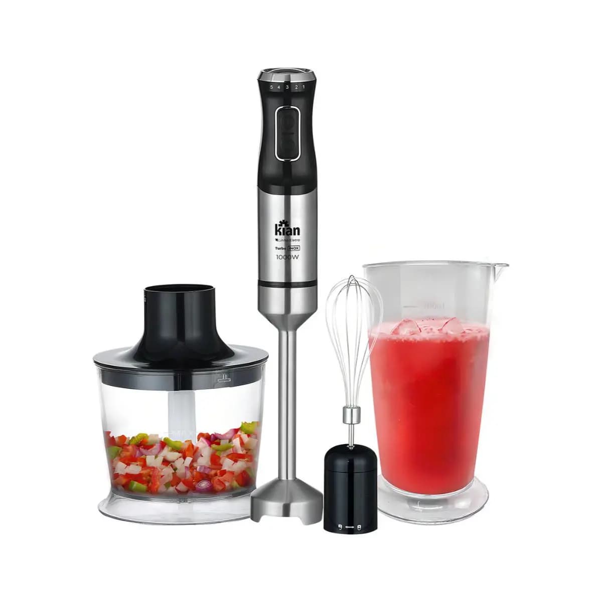 Mixer 3 em 1 1000W Inox Turbo Triturador Processador Copo 700ml Kian Preto